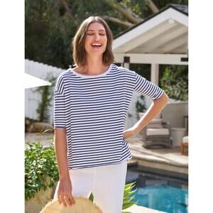 NEW Frank & Eileen Josephine Boatneck Tee Navy French Stripe Jersey Sz XS
